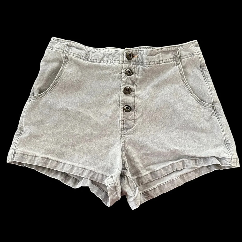 Anthropologie Pilcro Size 31 Gray High Waisted Gray Denim shorts Pink Lace Up